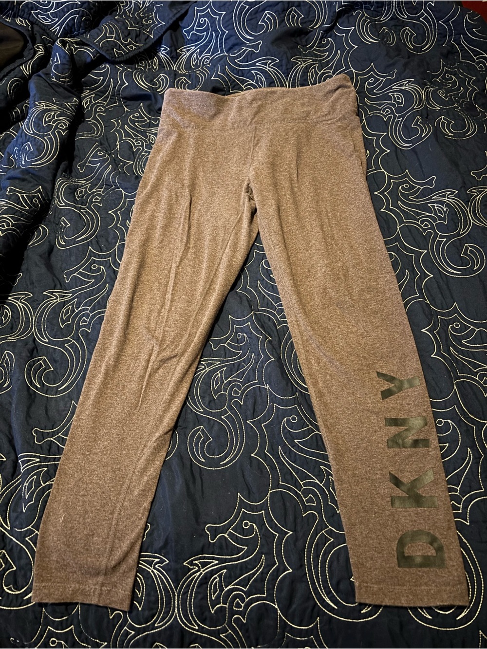 DKNY Active Brown Leggings with Black Logo Detail